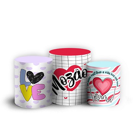 Capas Trio Cilindro Sublimado Vest Facil - Dia dos Namorados