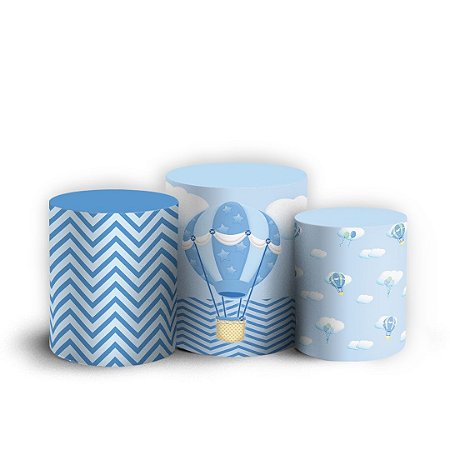 Capas Trio Cilindro Sublimado Vest Facil - Ursinho Baloeiro Azul