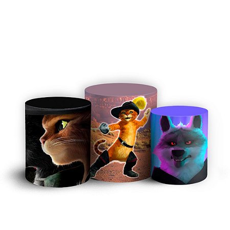 Trio Cilindro -  Gato de Botas - Sublimado 3D + Elástico