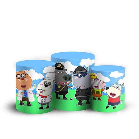 Capas Trio Cilindro Sublimado Vest Facil - Wolfoo