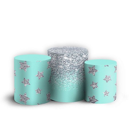 Capas Trio Cilindro Sublimado Vest Facil - Glitter Prata