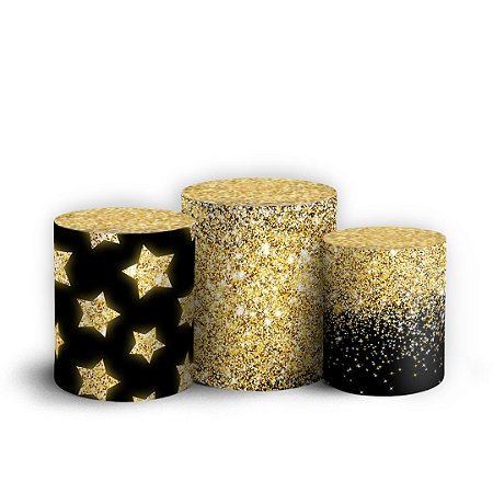 Capas Trio Cilindro Sublimado Vest Facil - Glitter Dourado
