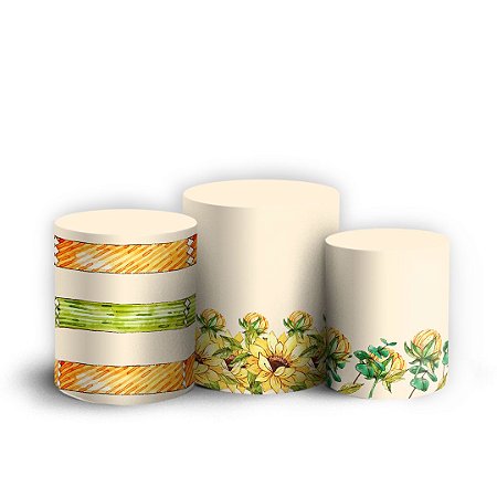 Capas Trio Cilindro Sublimado Vest Facil - Girassol