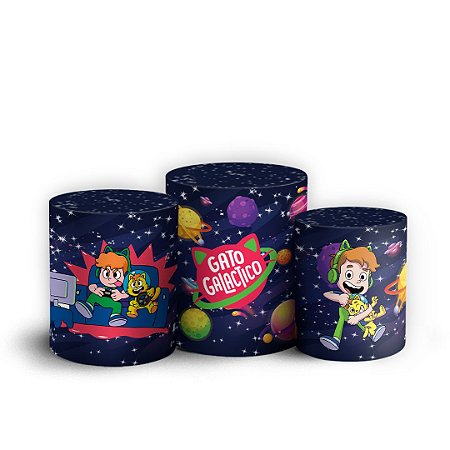 Capas Trio Cilindro Sublimado Vest Facil - Gato Galactico