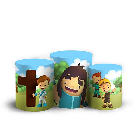 Trio Cilindro -  Pequeños Heroes - Sublimado 3D + Elástico