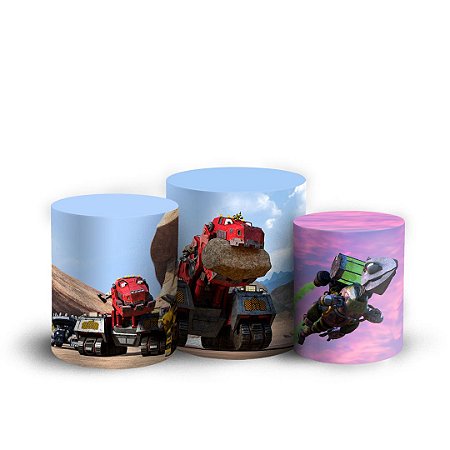 Trio Cilindro -  DinoTrux - Sublimado 3D + Elástico