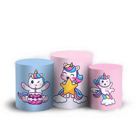 Capas Trio Cilindro Sublimado Vest Facil - Unicornio
