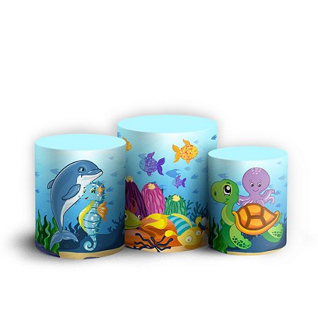 Capas Trio Cilindro Sublimado Vest Facil - Fundo do Mar