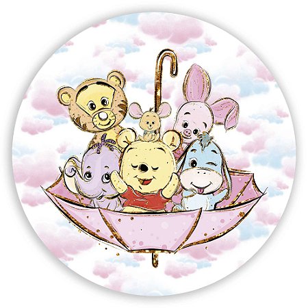 Capa Painel Redondo Sublimado - Ursinho Pooh