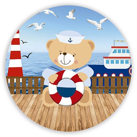 Capa Painel Redondo Sublimado - Ursinho Marinheiro