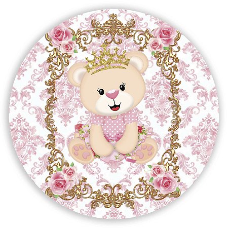 Capa Painel Redondo Sublimado - Ursinha Realeza