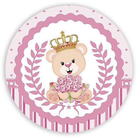 Capa Painel Redondo Sublimado - Ursinha Realeza