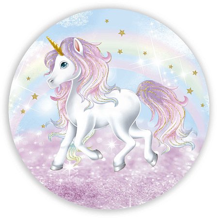Capa Painel Redondo Sublimado - Unicornio