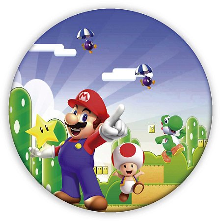 Capa Painel Redondo Sublimado - Super Mario