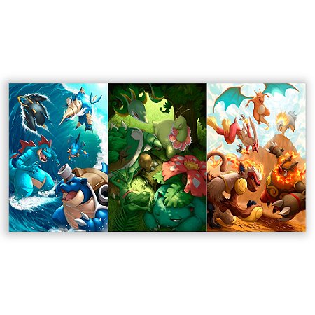 Capa Painel Retangular Sublimado - Pokemon Iniciais