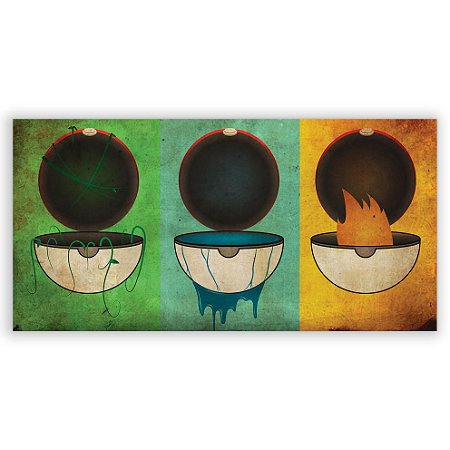 Painel Retangular - Pokemon Iniciais - Sublimado 3D