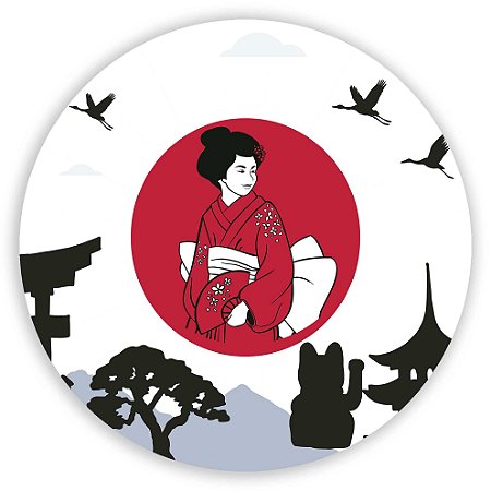 Capa Painel Redondo Sublimado - Gueixa