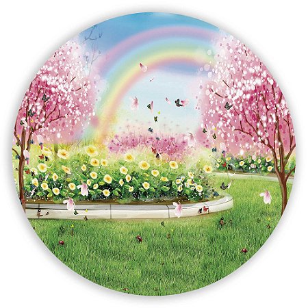 Capa Painel Redondo Sublimado - Jardim