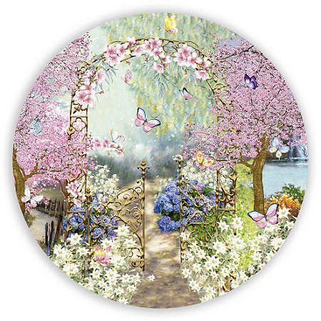 Capa Painel Redondo Sublimado - Jardim