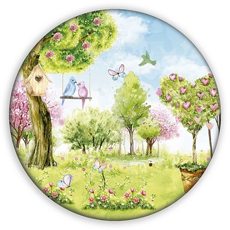Capa Painel Redondo Sublimado - Jardim