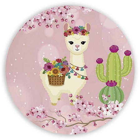 Capa Painel Redondo Sublimado - Lhama