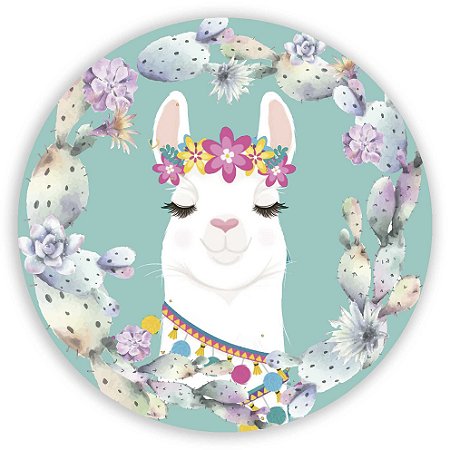 Capa Painel Redondo Sublimado - Lhama