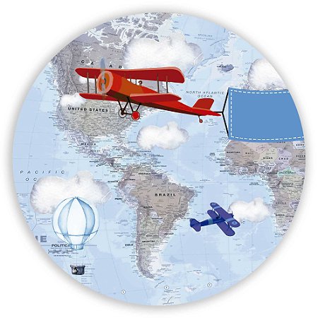 Painel Redondo - Mapa Aviao - Sublimado 3D