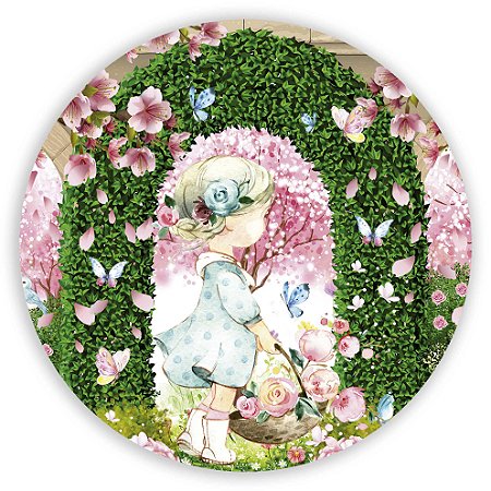 Capa Painel Redondo Sublimado - Menina Jardim