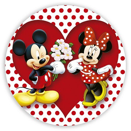 Capa Painel Redondo Sublimado - Mickey e Minnie