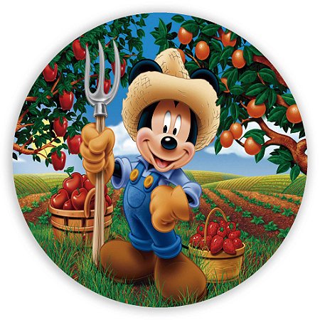 Capa Painel Redondo Sublimado - Mickey Fazenda