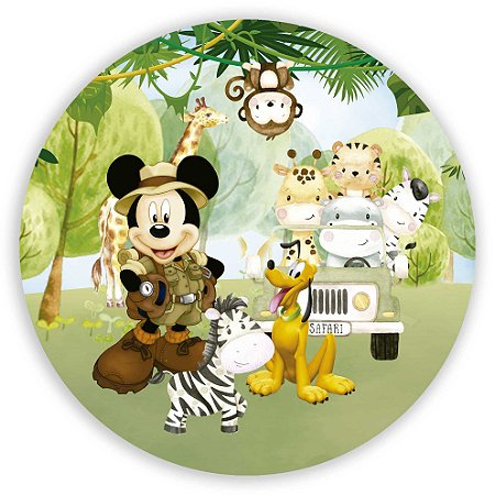 Capa Painel Redondo Sublimado - Mickey Safari