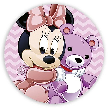 Capa Painel Redondo Sublimado - Minnie Baby Rosa