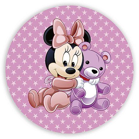 Capa Painel Redondo Sublimado - Minnie Baby Rosa