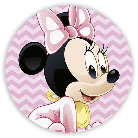 Capa Painel Redondo Sublimado - Minnie Baby Rosa