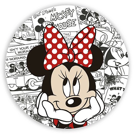 Capa Painel Redondo Sublimado - Minnie Vermelha