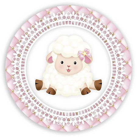 Capa Painel Redondo Sublimado - Ovelha Rosa