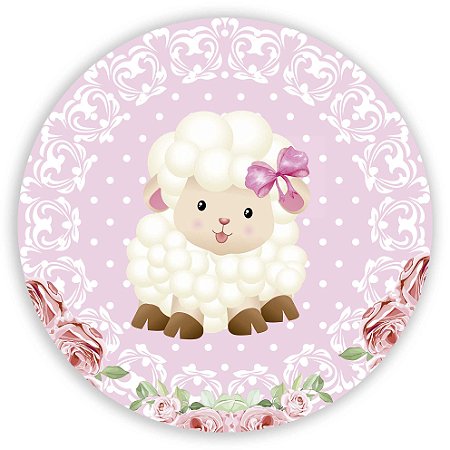 Capa Painel Redondo Sublimado - Ovelha Rosa