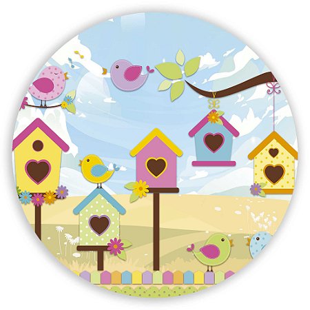 Capa Painel Redondo Sublimado - Passaros