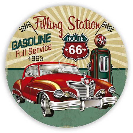 Painel Redondo - Route 66 - Sublimado 3D