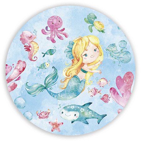 Capa Painel Redondo Sublimado - Sereia