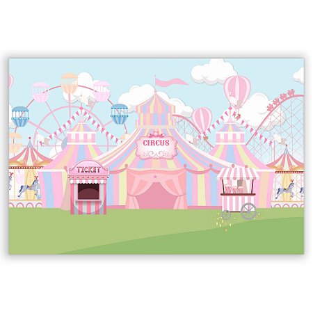 Capa Painel Retangular Sublimado - Circo Rosa