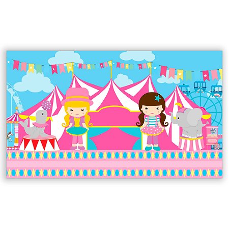 Capa Painel Retangular Sublimado - Circo Rosa