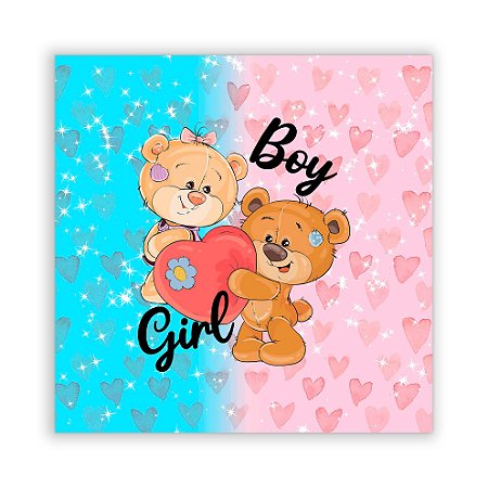 Painel Quadrado - Ursinho Revelação - Sublimado 3D