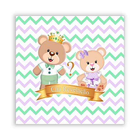 Painel Quadrado - Ursinhos Chá Revelação - Sublimado 3D