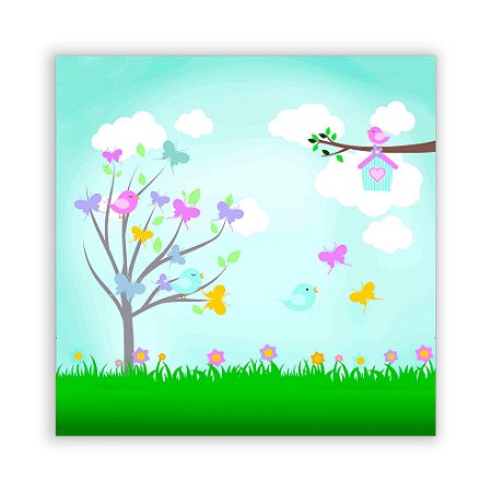 Painel Quadrado - Jardim Passaros - Sublimado 3D