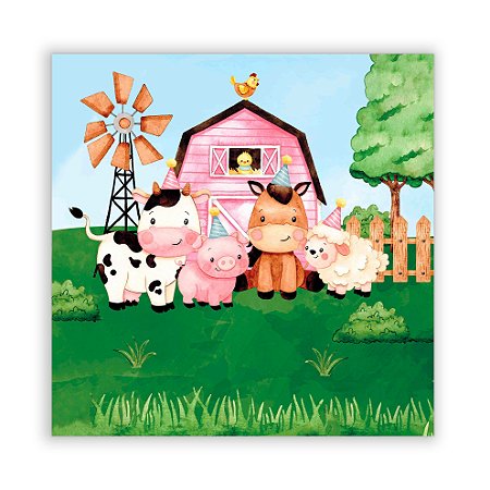 Painel Quadrado - Fazenda Aquarela Rosa - Sublimado 3D