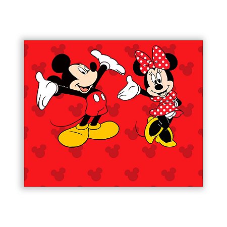 Painel Quadrado - Mickey e Minnie Vermelha - Sublimado 3D