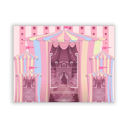 Painel Quadrado - Circo Rosa - Sublimado 3D