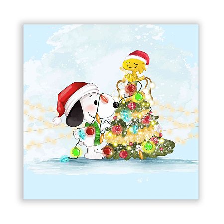 Painel Quadrado - Charlie Brown Snoopy Natal - Sublimado 3D