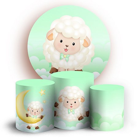 KIT Redondo e Trio - Ovelinha Cute - Sublimado 3D